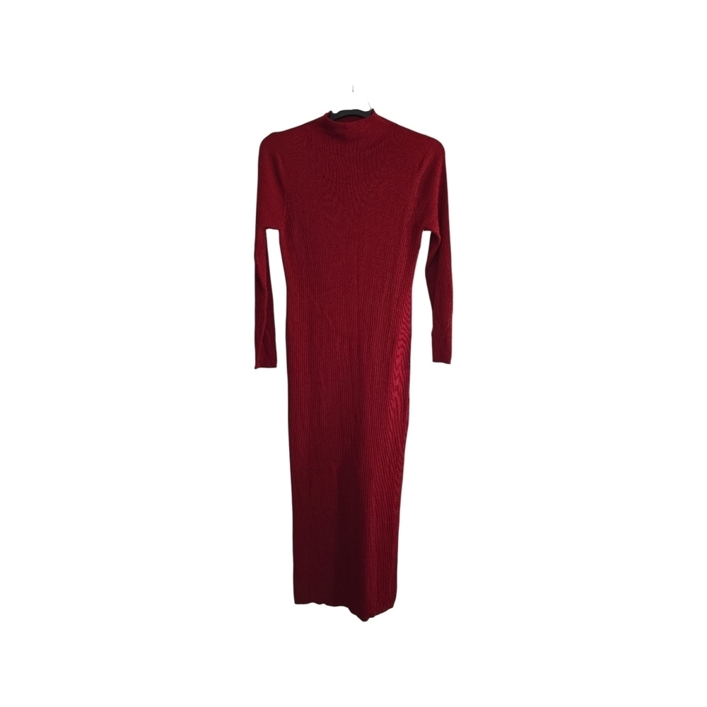 NWT Double D Ranch Western Red Mockneck Silk Blend Long Sleeve Maxi Dress Medium